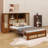 Twin-Size Wooden Bed Featuring Dual Storage Lockers, Drawer, And Headboard Shelf-1591141373