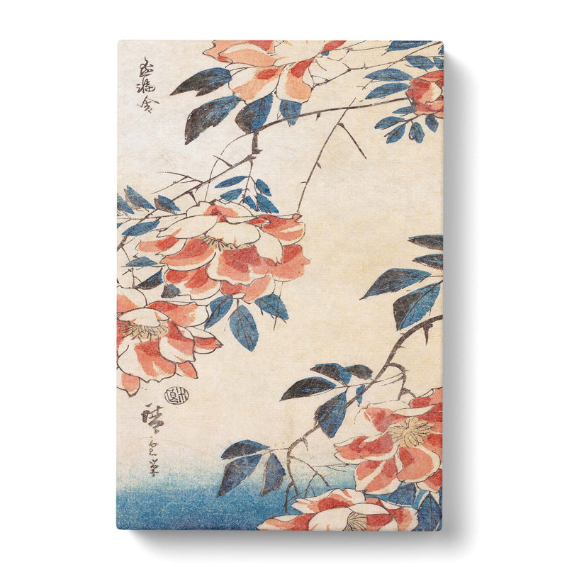 Rose Flowers by Utagawa Hiroshige - Wrapped Canvas, 50cm H x 35cm W x 3cm D