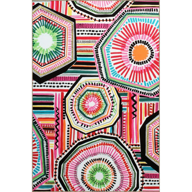 Multi Color Mixed Geometric Pattern Modern Decorative Machine Washable Area Rug, Rectangle 4'7" x 6'7"