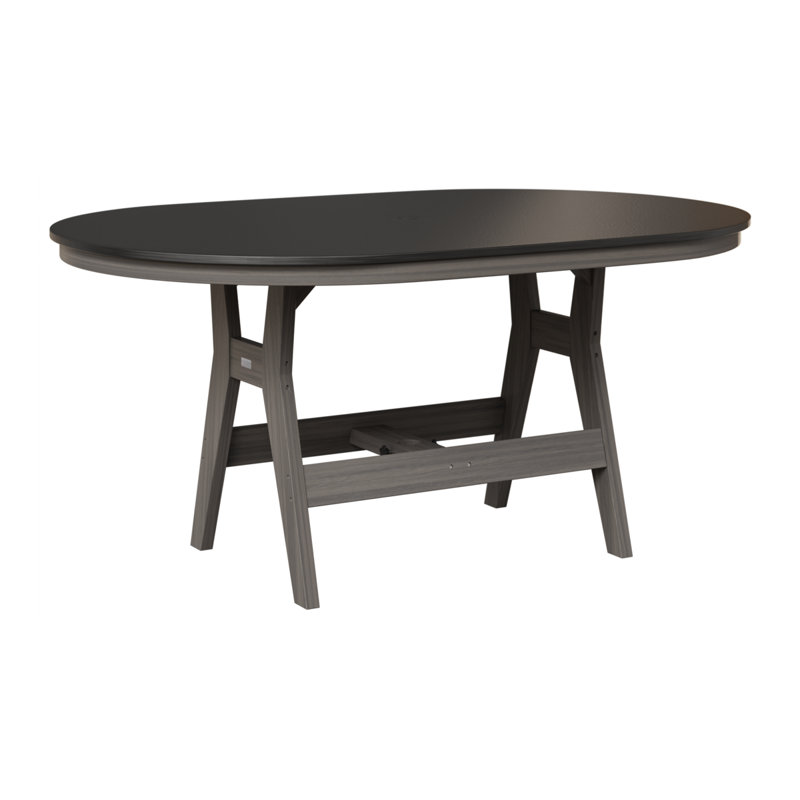 Table de bar berlinoise Berlin, H 38,87 po x l 64 po x P 44 po, Noir martelé, Gris côtier