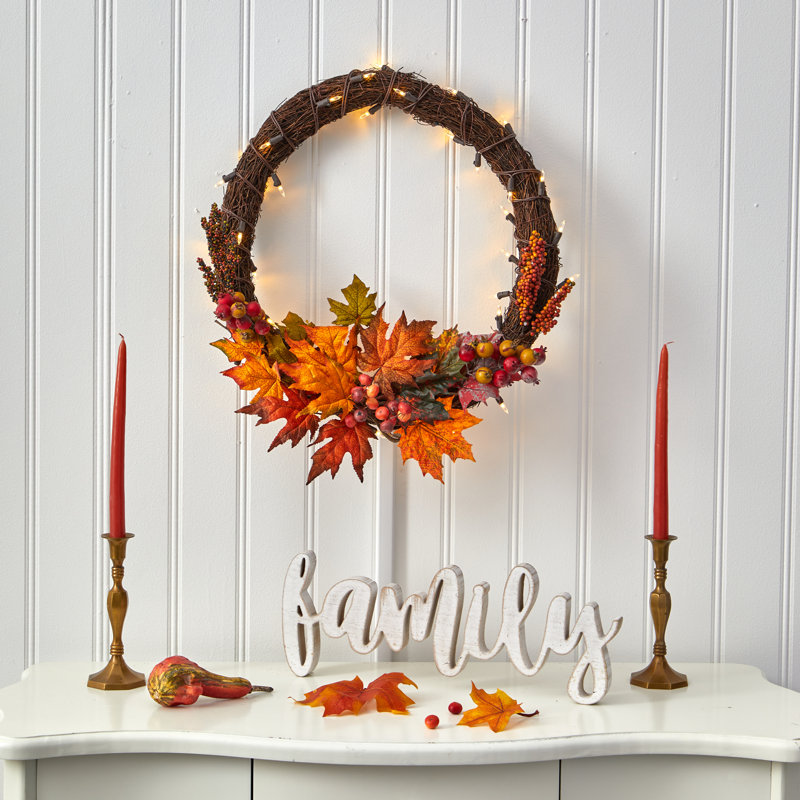 Faux Lighted Polyester 21'' Wreath