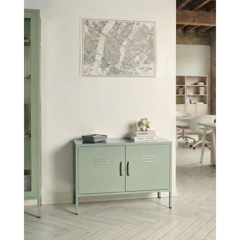 Storage Unit Metal Light Beige, Green