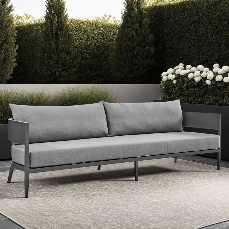 Menorca Dark Gray Aluminum Three-Seat Outdoor Sofa