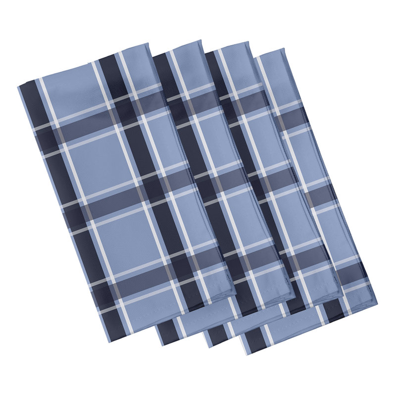Ensemble de serviettes géométriques 4 pièces Abigail, L 18 po x L 18 po, Bleu pâle / Marine