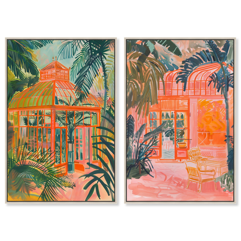 «The Greenhouse Set», reproduction d'art sur toile par Art Remedy, H 54 po x l 36 po, Encadrement argenté