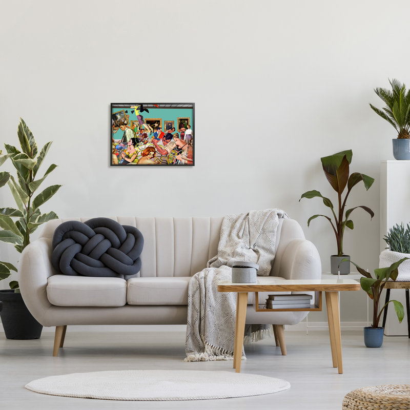 Rétro collage de personnes encadrées sur bois, Giclée encadrée noir minuit, H 16 po x l 20 po x P 1,5 po