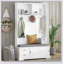 Élégant portemanteau avec portes coulissantes, portemanteau polyvalent avec 6 crochets et poignées, armoire pour vestibule avec rangement pour chaussures-446363182
