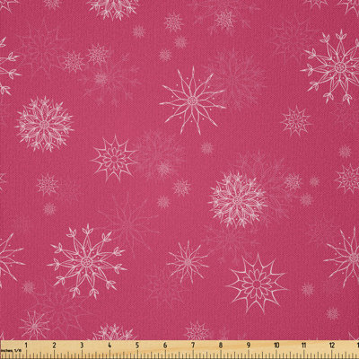Fabric by the meter, soft snow feminine, white pink, 10m (230 x 1000cm)