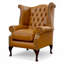 Upholstered Full Grain Leather Wingback Chair