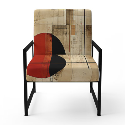 Unravelling The Mystery Retro Geometrics II - Upholstered Contemporary Arm Chair, Geometric Abstract Accent Chair