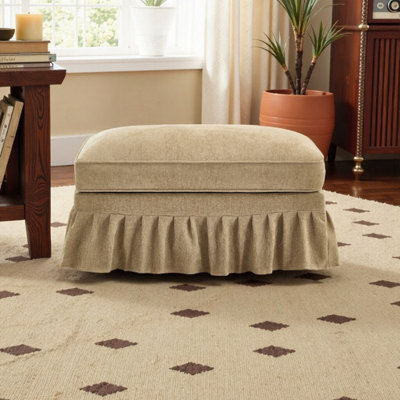 Afore 35 Inch Chenille Ottoman with Removable Skirt, Multi-Functional Footrest and Coffee Table
