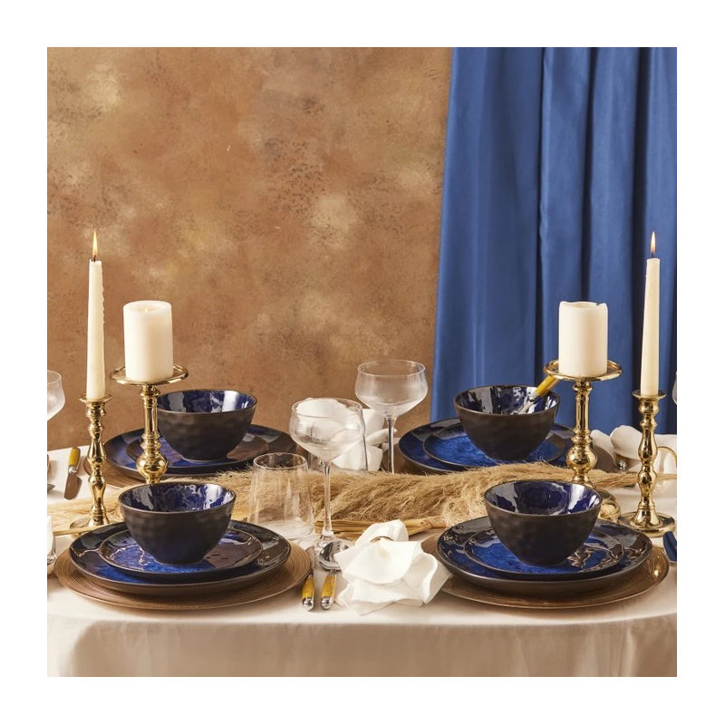 Elegant 18-Piece Dinner Set, Silver | 100% Ceramic | Includes 6 Service Plates (10.6 in), 6 Dessert Plates (9.1 in), 6 Bowls (5.9 in) | Perfect for Formal Dining & Entertaining, Stylish & Durable Design, Not Dishwasher or Microwave Safe