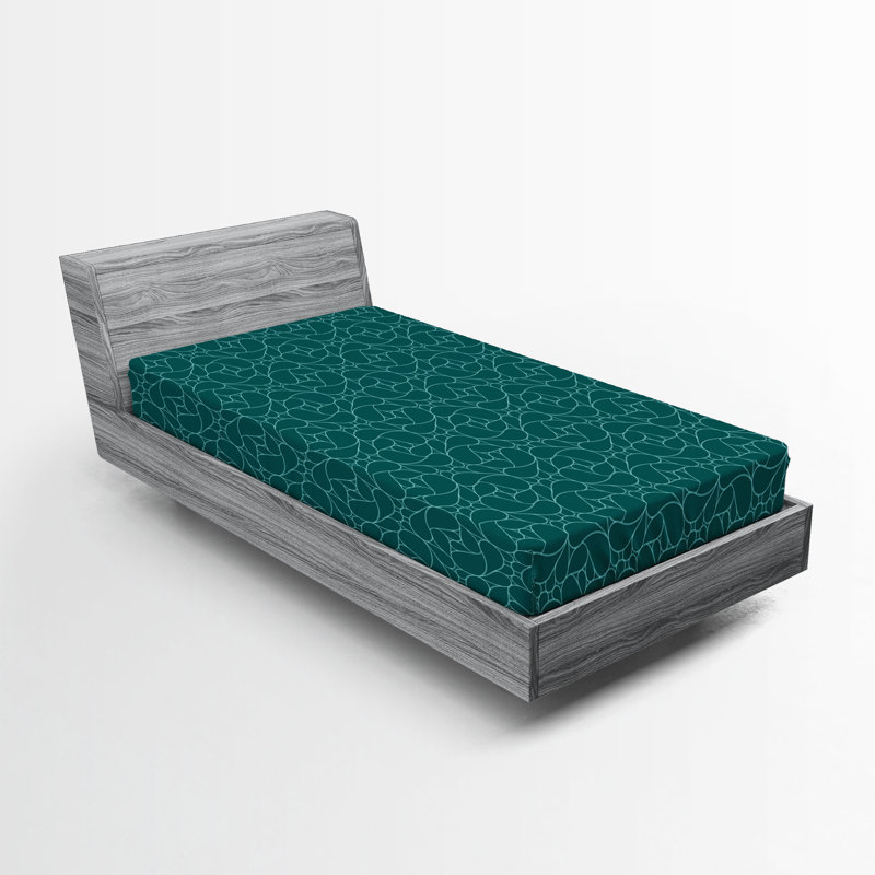 Drap-housse orange Ambesonne, Drap-housse de taille simple, Turquoise / abstrait bleu sarcelle