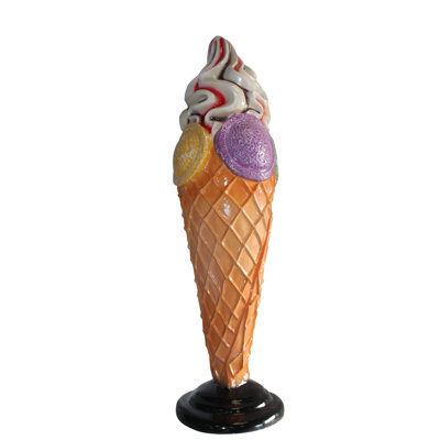 Latriece Giant Fibreglass Ice Cream Cone Statue, Sweet Delight 19" x 19" x 62"H