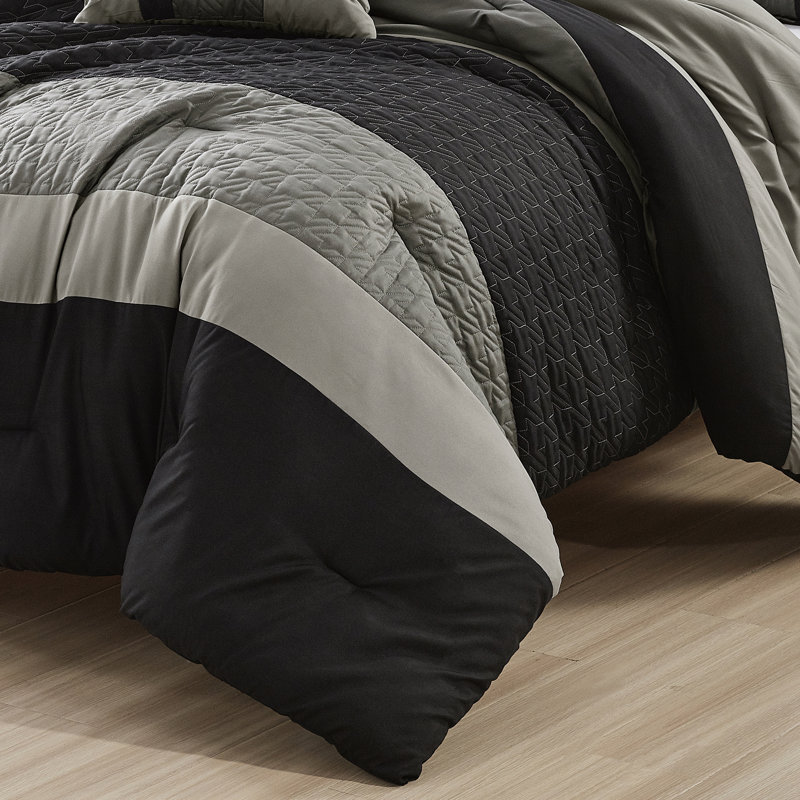 Ensemble de literie 6 pièces en microfibre brossée, Édredon de très grande taille et 5 pièces suppl