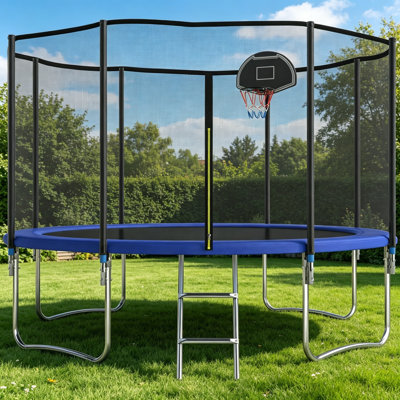 SENCHO GINSYTALIOR Round Backyard Trampoline with Safety Enclosure
