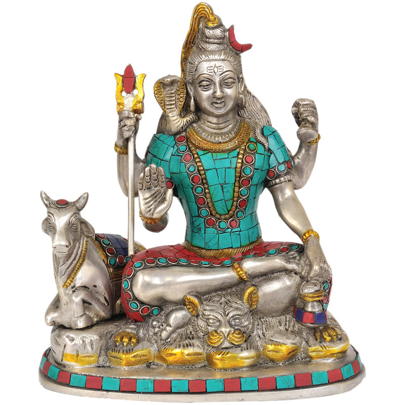 Shiva et Nandi (statue incrustée)