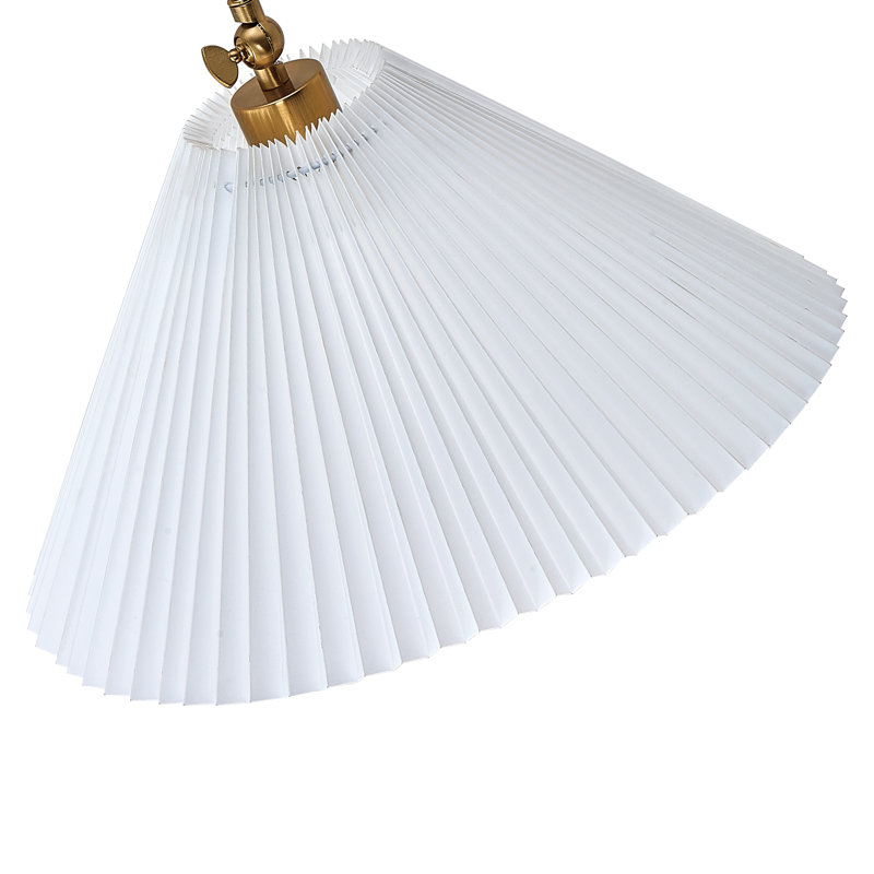 16" 1-Light Wall Sconce in Gold – Rotating Arm with Fabric Shade, Pull String Switch