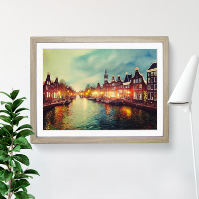 Amsterdam Canal Watercolour - Single Picture Frame Print