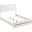 Grand lit avec tête de lit à lattes intemporelle - Bois pour chambre à coucher Chic rustique en placage 3D blanc bord de mer-877580683