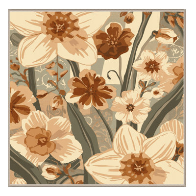 Tapis floral doux et moelleux à motif floral BCBG en beige - reliure beige
