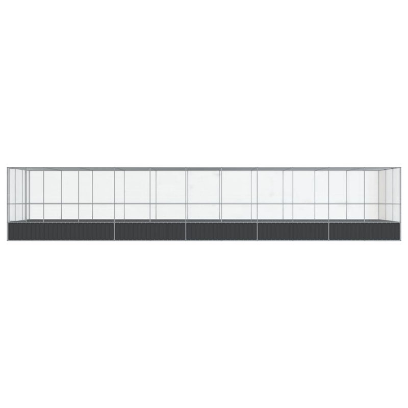 Grande volière vidaXL argent et acier galvanisé anthracite, H 83,5 po x l 448,4 po x P 120,9 po