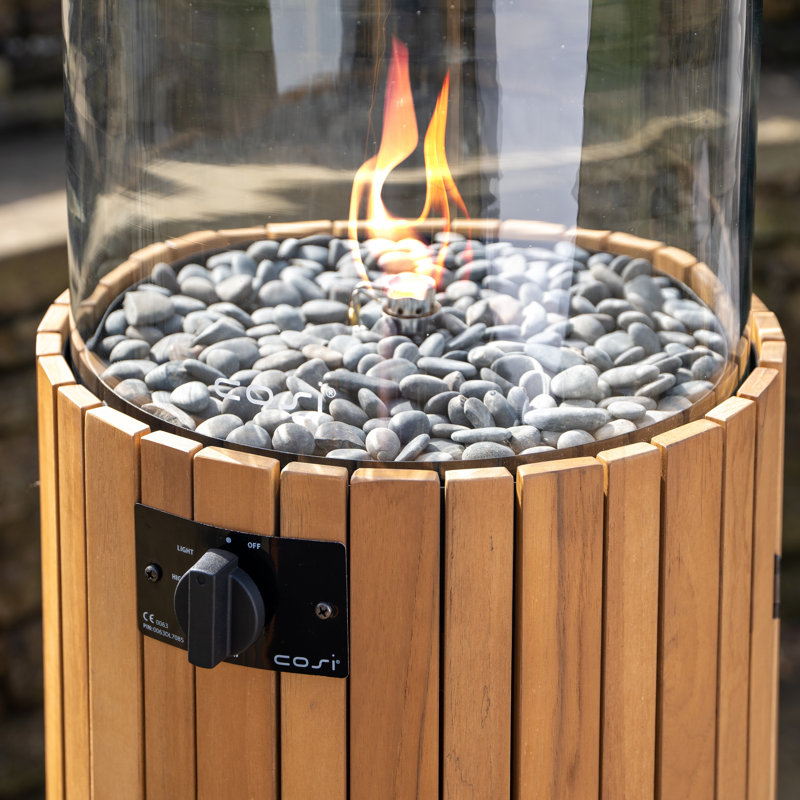 Himanshu Round Douglas Fir Wood Propane Smokeless Fire Pit Table with Hidden Fuel Tank