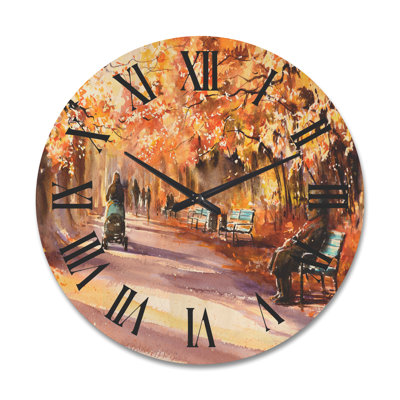 Horloge murale en bois Road in the Park
