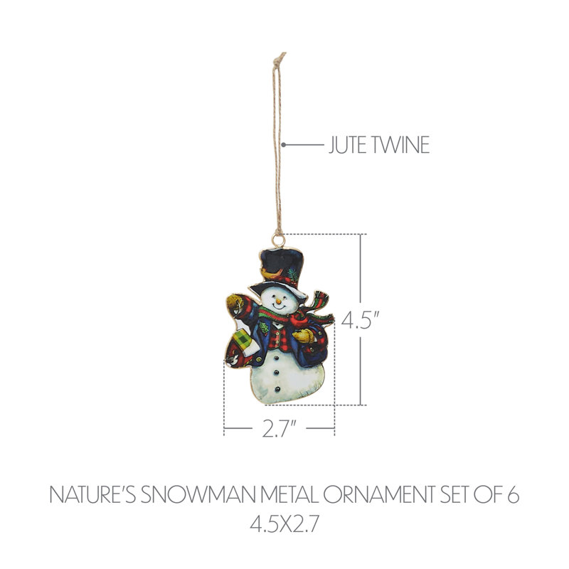Ensemble d'ornement en métal Nature's Snowman de 6 - 4,5 pouces