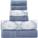 Ensemble de 6 serviettes réversibles en jacquard teint en fil - serviettes de bain, essuie-mains et débarbouillettes - super absorbant et à séchage rapide - 100% coton peigné