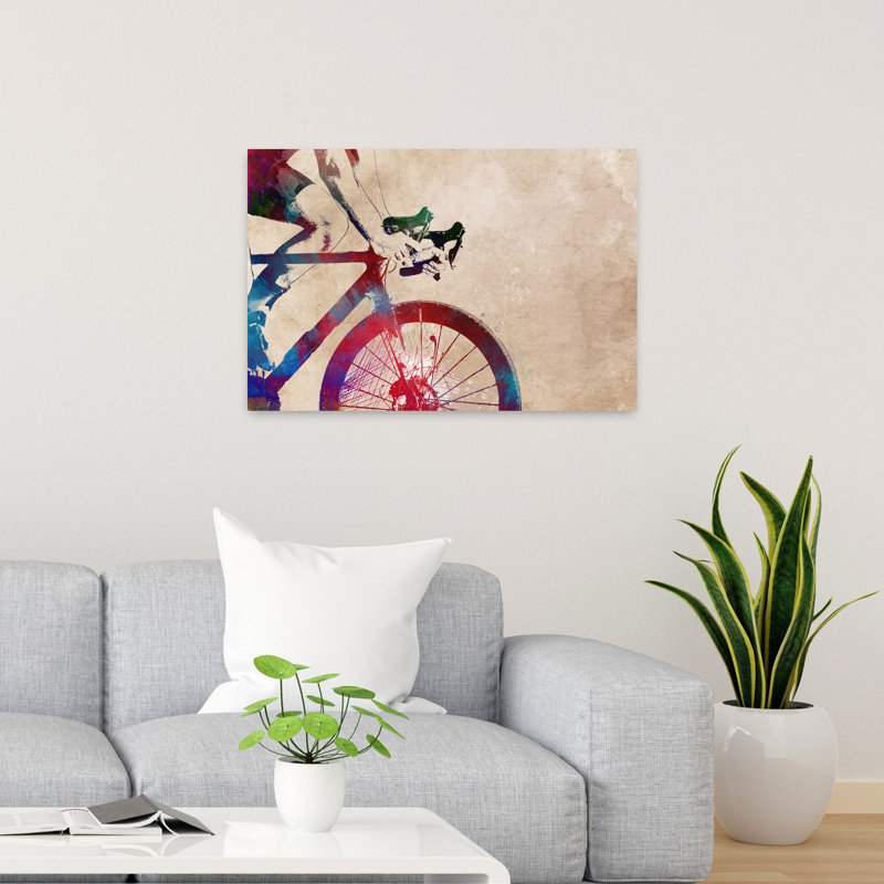 «Vibrant Cycling Motion», art mural contemporain, H 24 po x l 36 po