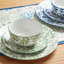 Service de table en porcelaine 24 pièces, assiettes à fleurs bleues et vertes, service pour 6-131123658