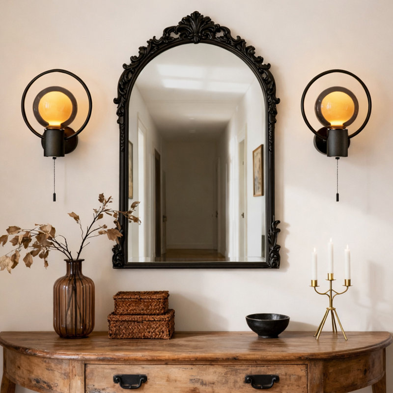Black Wall Sconce Set of 2, Black