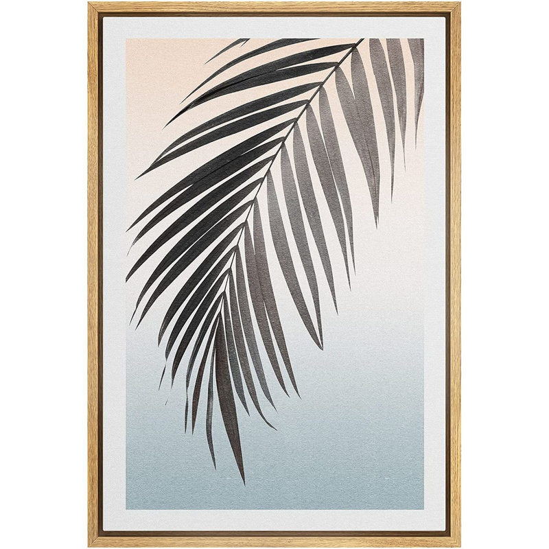 Impression sur toile botanique minimaliste, jungle bicolore, île tropicale, feuille de palmier, nature sauvage, art numérique, art moderne, éléments décoratifs rustiques, détente / calme, multicolore pour le salon, la chambre à coucher, le bureau
