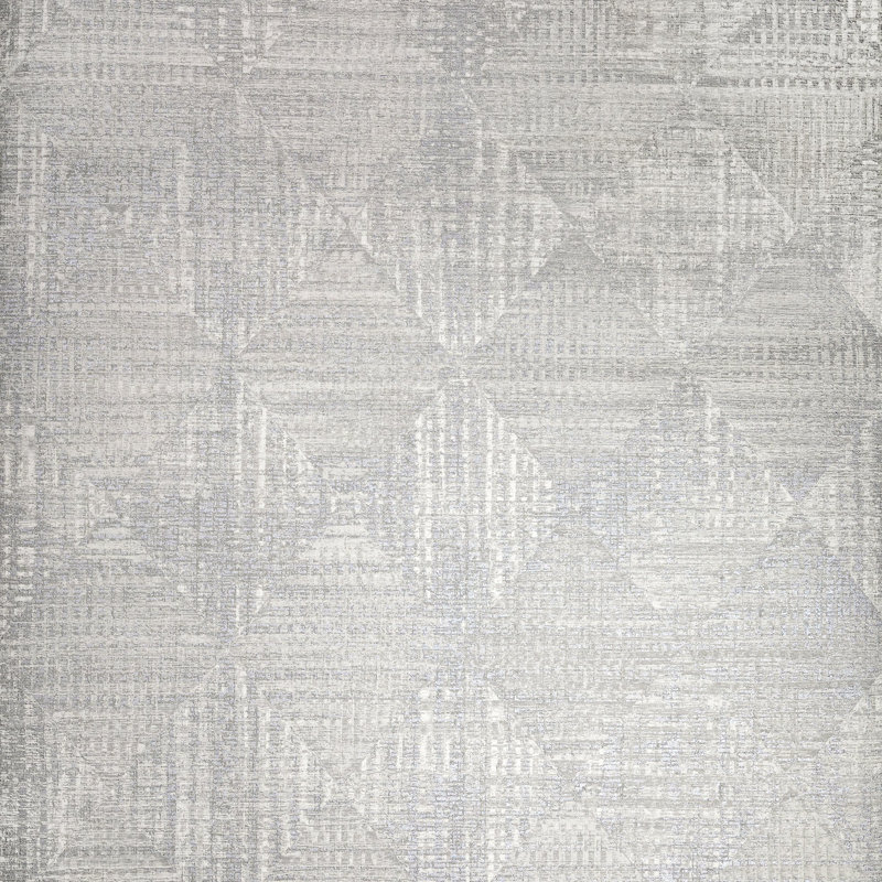 Pepper Sheen Finish Geometric Diamond Raffia Wallpaper Roll, Silver