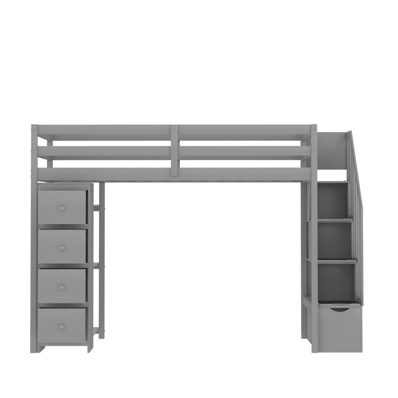 Lit mezzanine simple Ohlone Kids, gris
