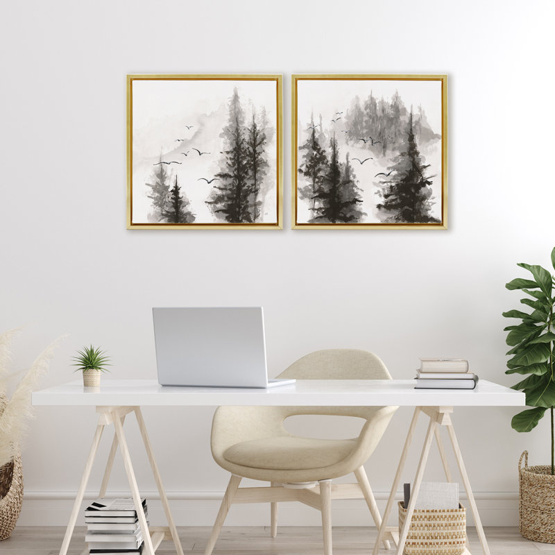 Ensemble de 2 cadres flottants Free Flight Forest, design par Chris Paschke, H 18 po x l 18 po
