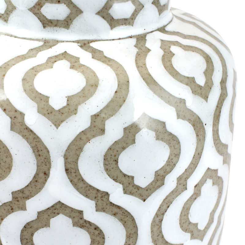 Ophir Ceramic Lamp Base Lamp, Taupe/White