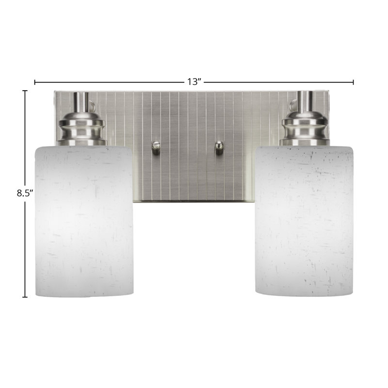 Barre d'éclairage de salle de bain 2 lumières Edge avec finition nickel brossé et verre mousseline blanc 4 po