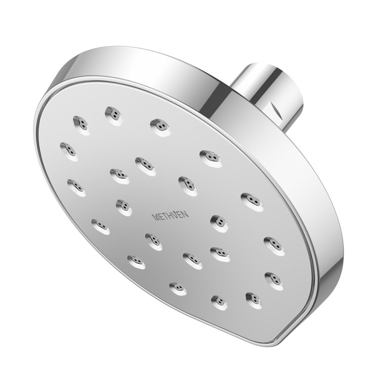 1-Spray 6 in. Single Wall Mount Fixed Shower Head in Chrome