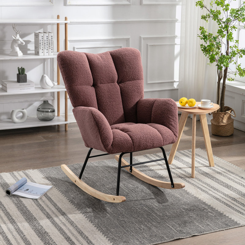 Chaise berçante moderne Marsa, Peluche rouge
