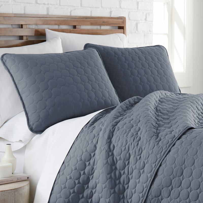 Steel Blue Full Microfiber Quilt Set with Shams