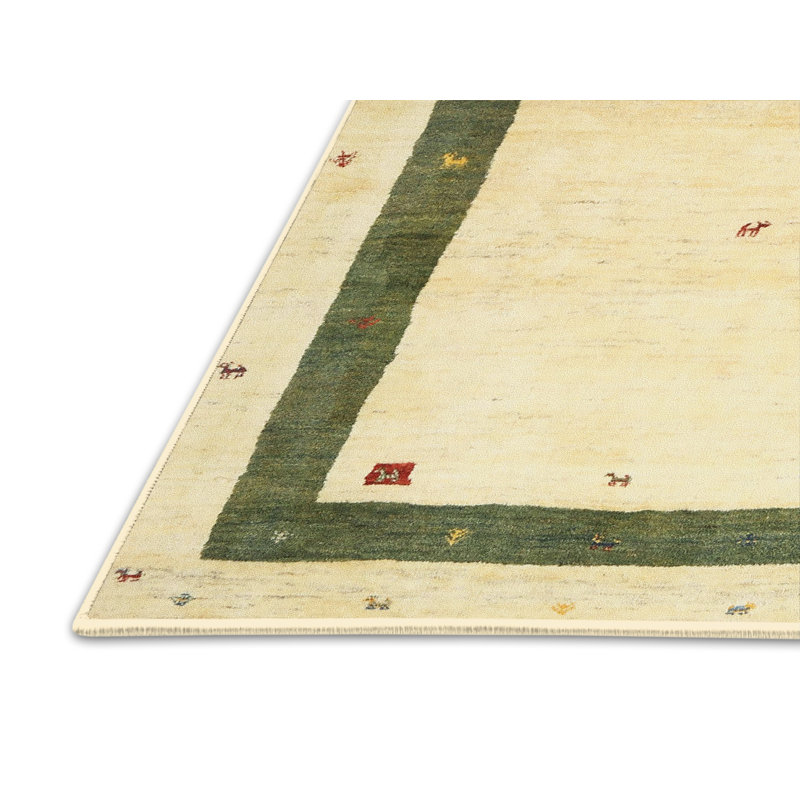Tapis abstrait vert / beige Guarascio, Rectangle 8 pi x 12 pi