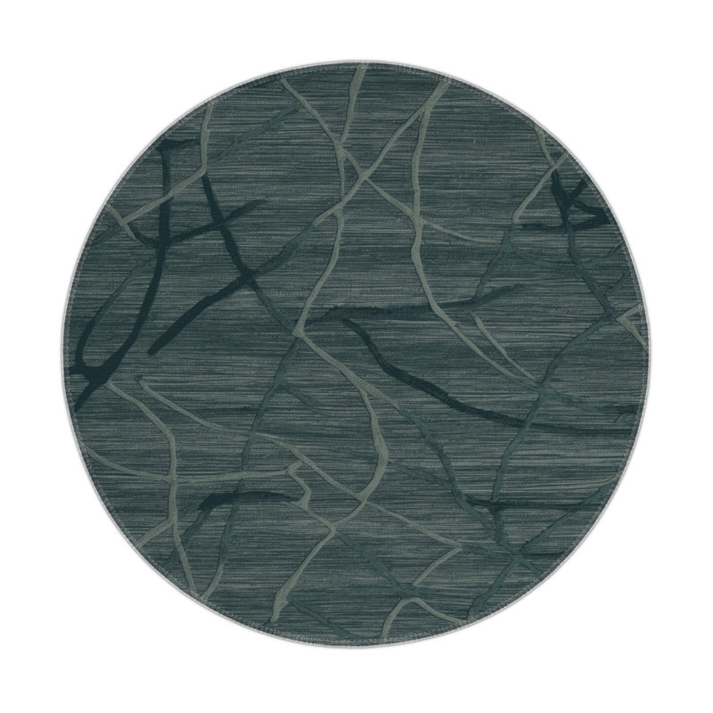 Abstract Gray Indoor and Outdoor Area Rug, Round 5'