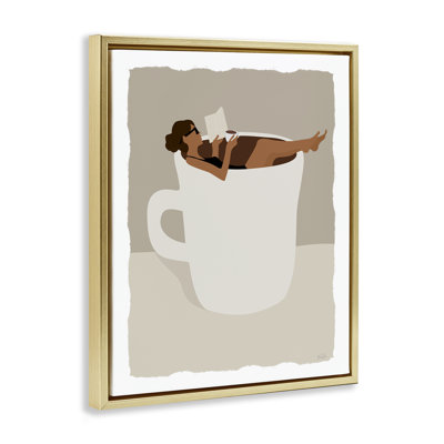 «Morning Coffee», art mural encadré flottant minimalisme, par Natalie Carpentieri
