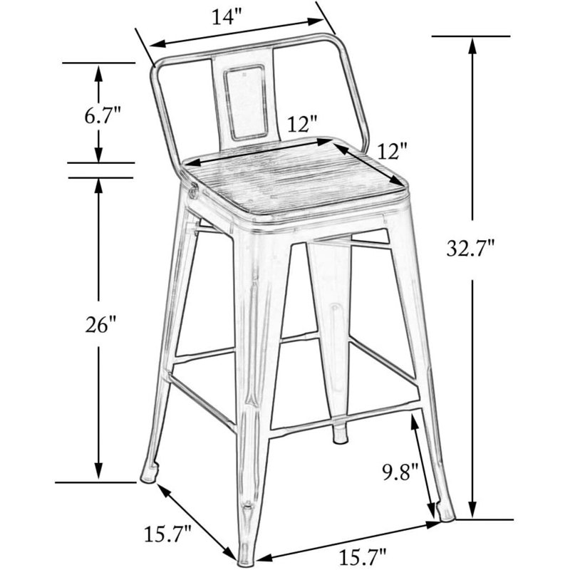 Maresca Counter Stool with Metal Frame, Counter Stool (26" Seat Height) , White, White