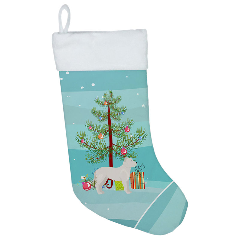 Chaussette de noël joyeux de noël, Bullboxer blanc