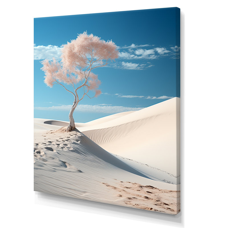 Arbre sur une dune blanche sur toile, H 32 po x l 16 po x P 1 po, Toile tendue