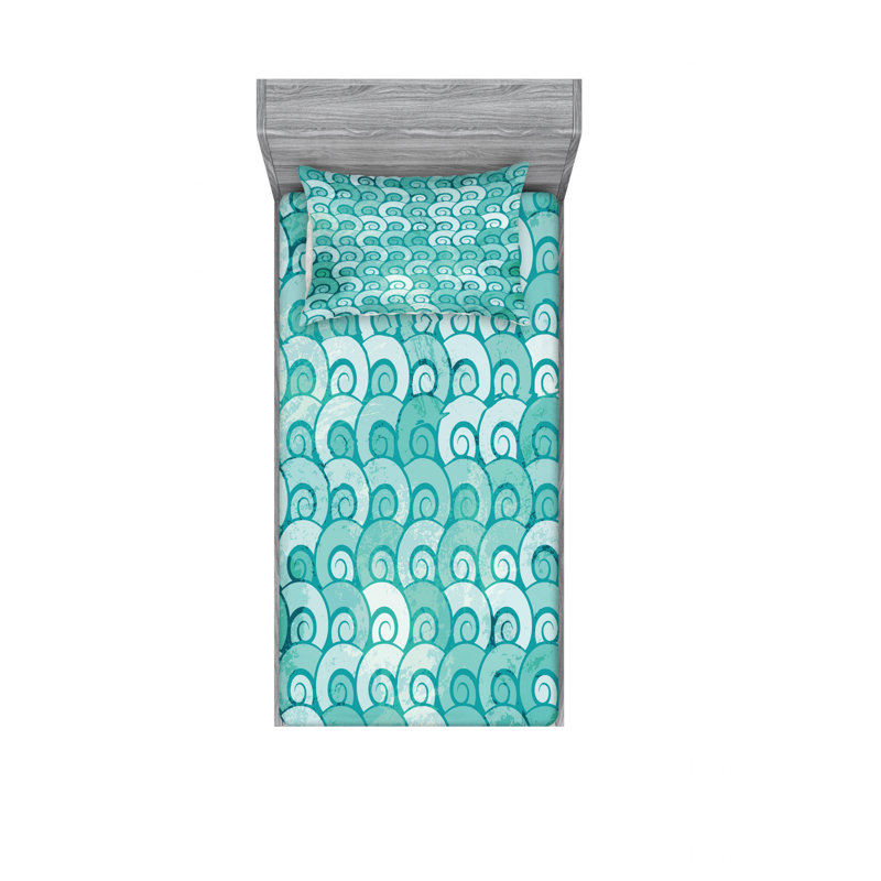 Ensemble de draps Swirled Sea Waves, Ensemble de draps pour lit simple TG avec drap-hou