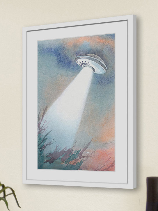 UFO Arrival - Painting on Canvas, 91cm H x 61cm W x 3.81cm D